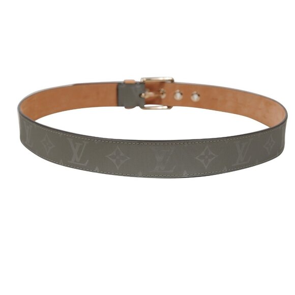 Louis Vuitton Mens Titanium LV Monogram Belt Size 95 / 38 Gray Greay Logo Canvas - Picture 4 of 10